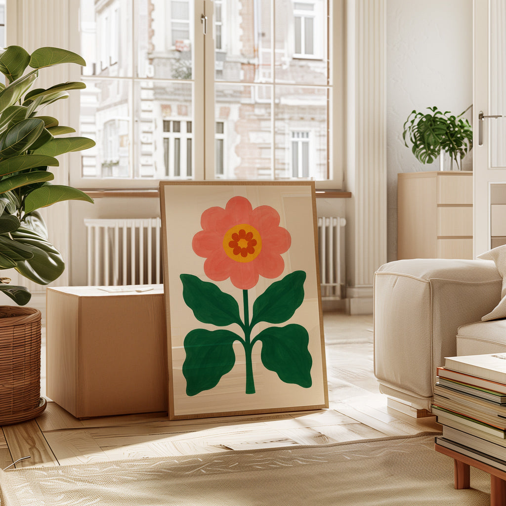 Sunny Bloom in Coral and Green