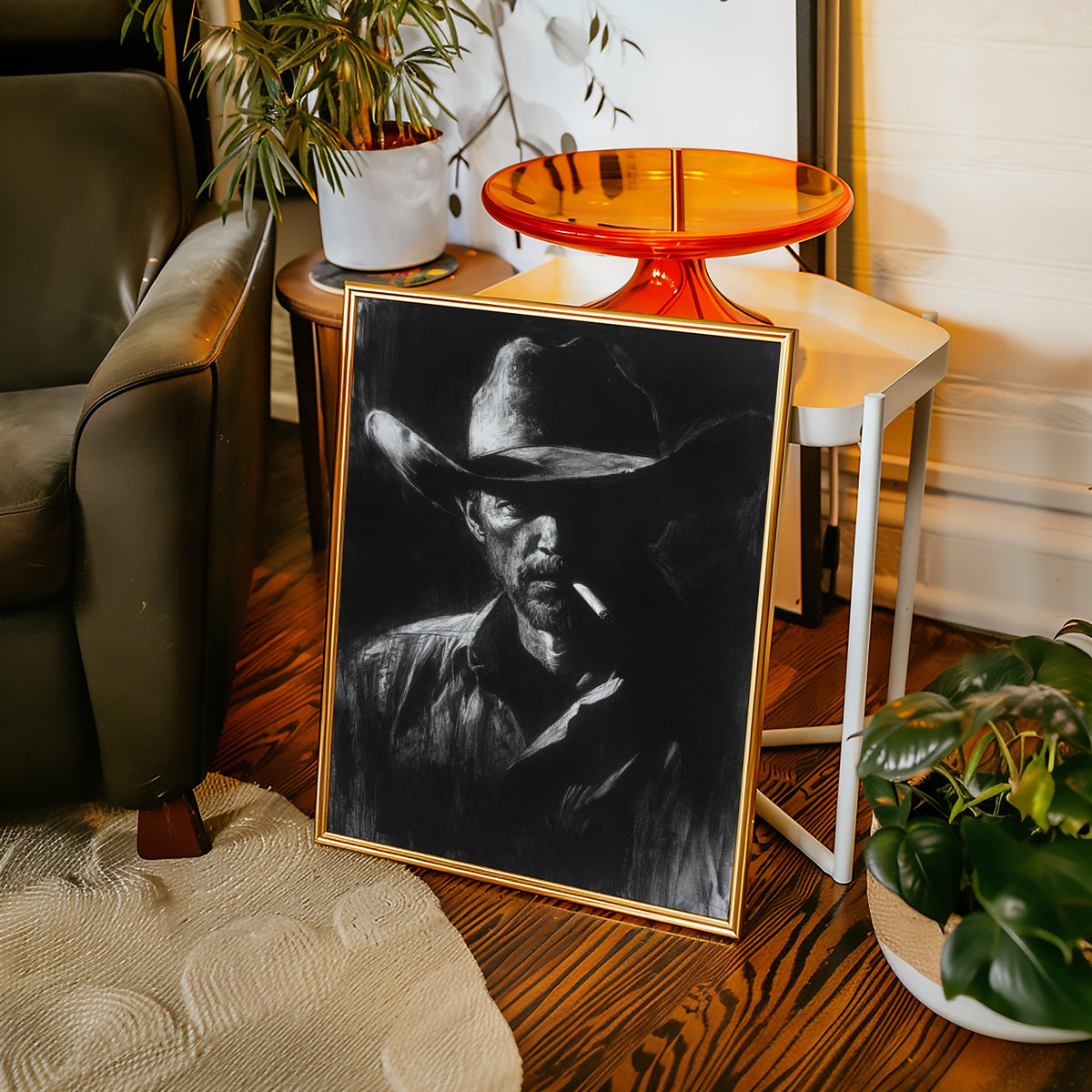 Midnight Cowboy in Charcoal Shadows