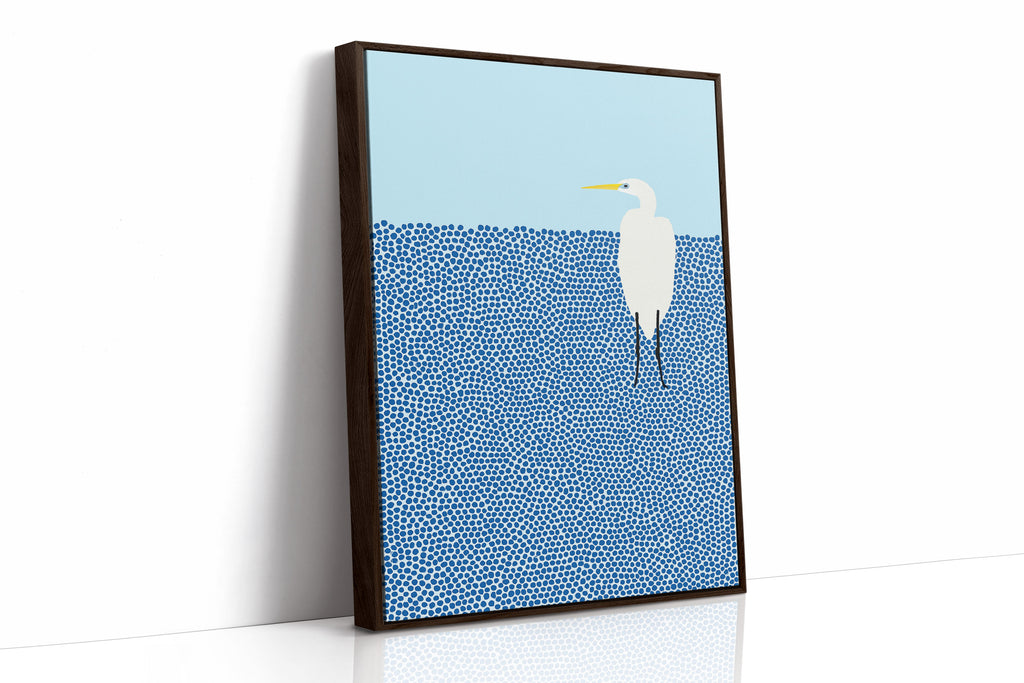 Egret in Blue Dotted Waters