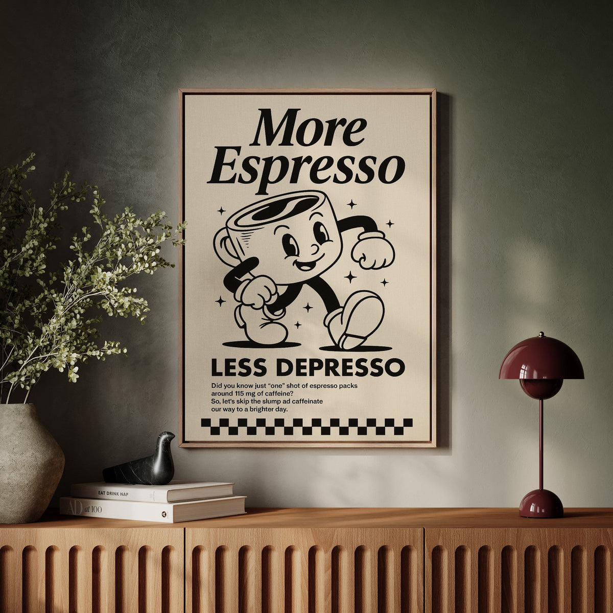 More Espresso, Less Depresso – Vintage Coffee Poster Print