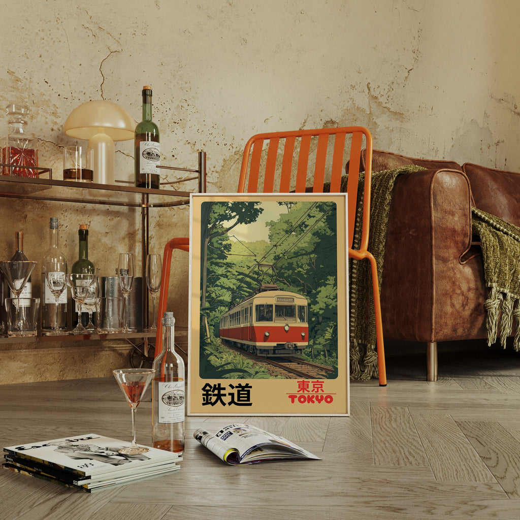 Retro Tokyo Railway Poster – Japanese Train Wall Art, Vintage Travel Print