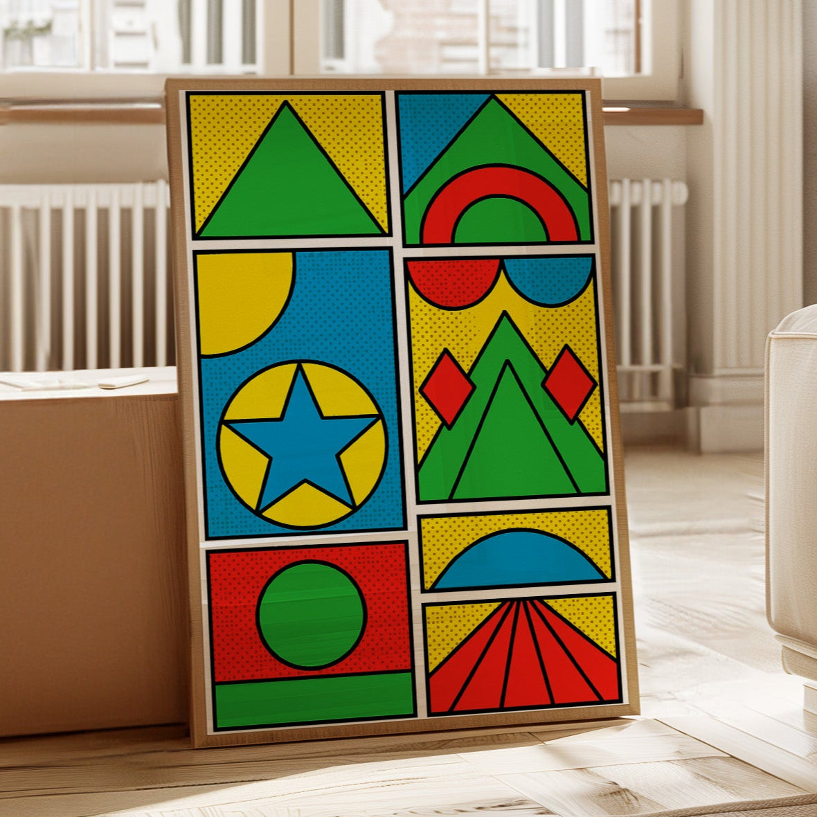 Pop Geometry in Primary Color Panels