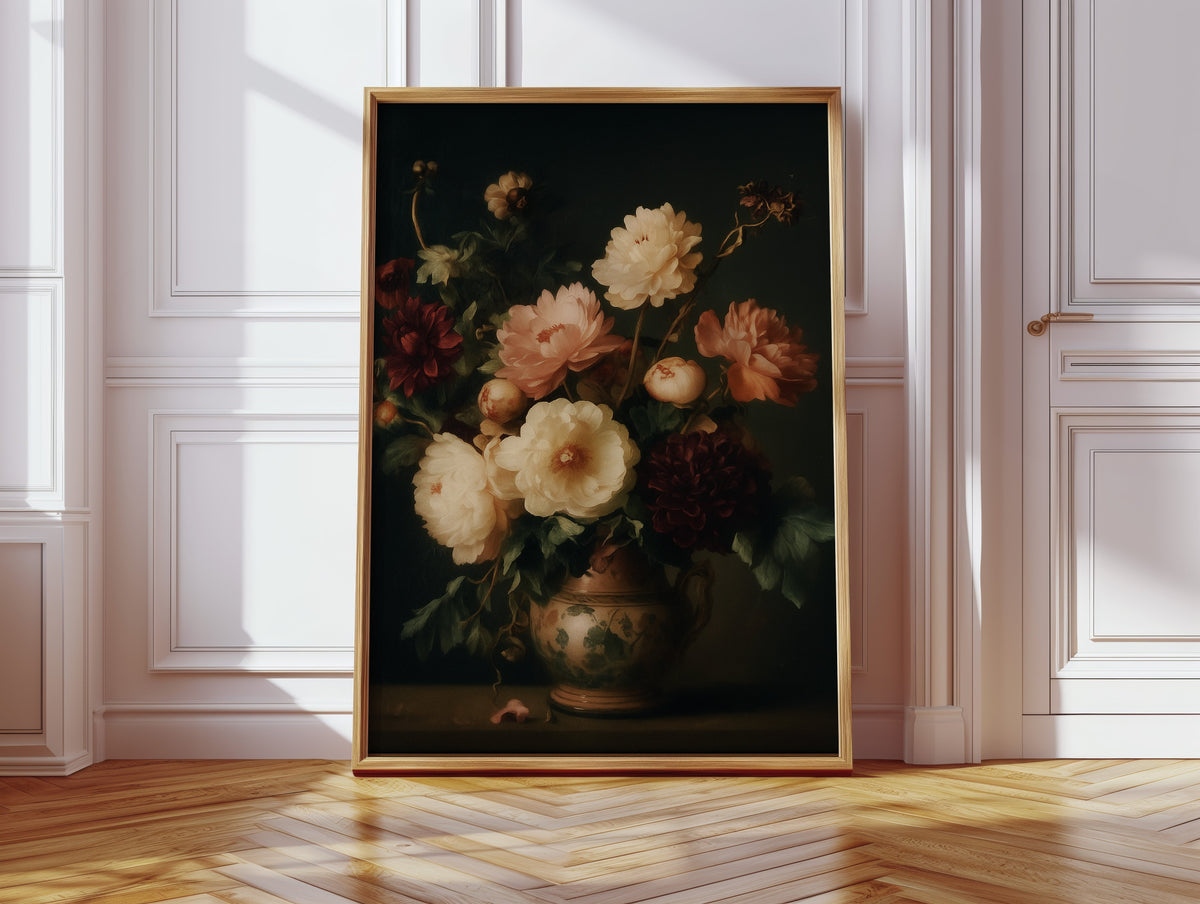 Baroque Peonies in Earthen Vase
