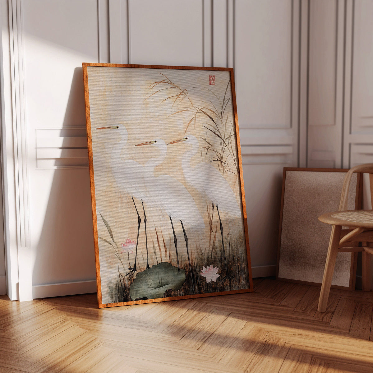 Japanese Egret Wall Art – Elegant Traditional Asian Nature Print