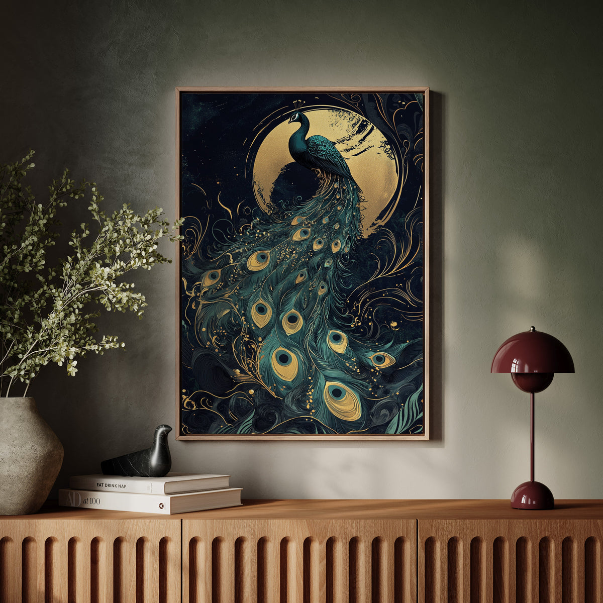 Moonlit Majesty in Gilded Plumes