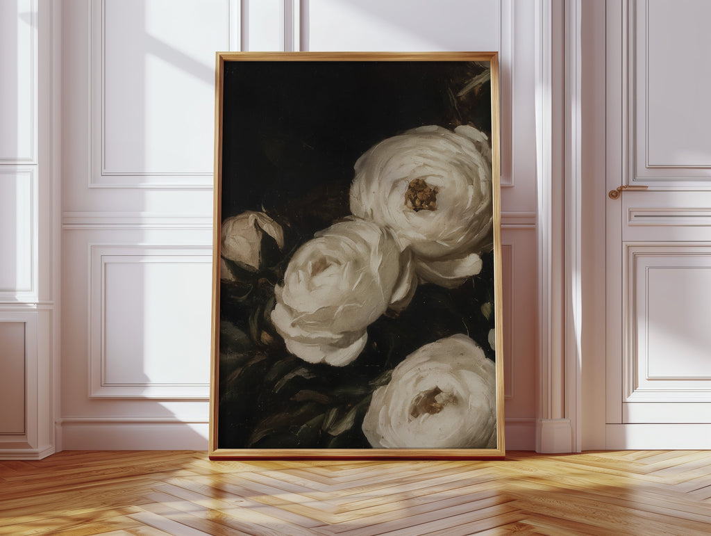 Ivory Roses in Baroque Shadow