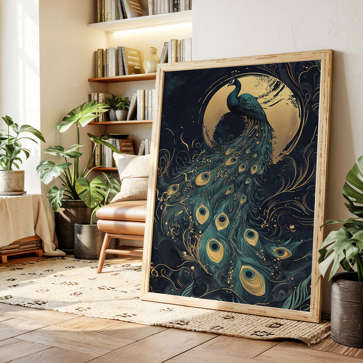 Moonlit Majesty in Gilded Plumes