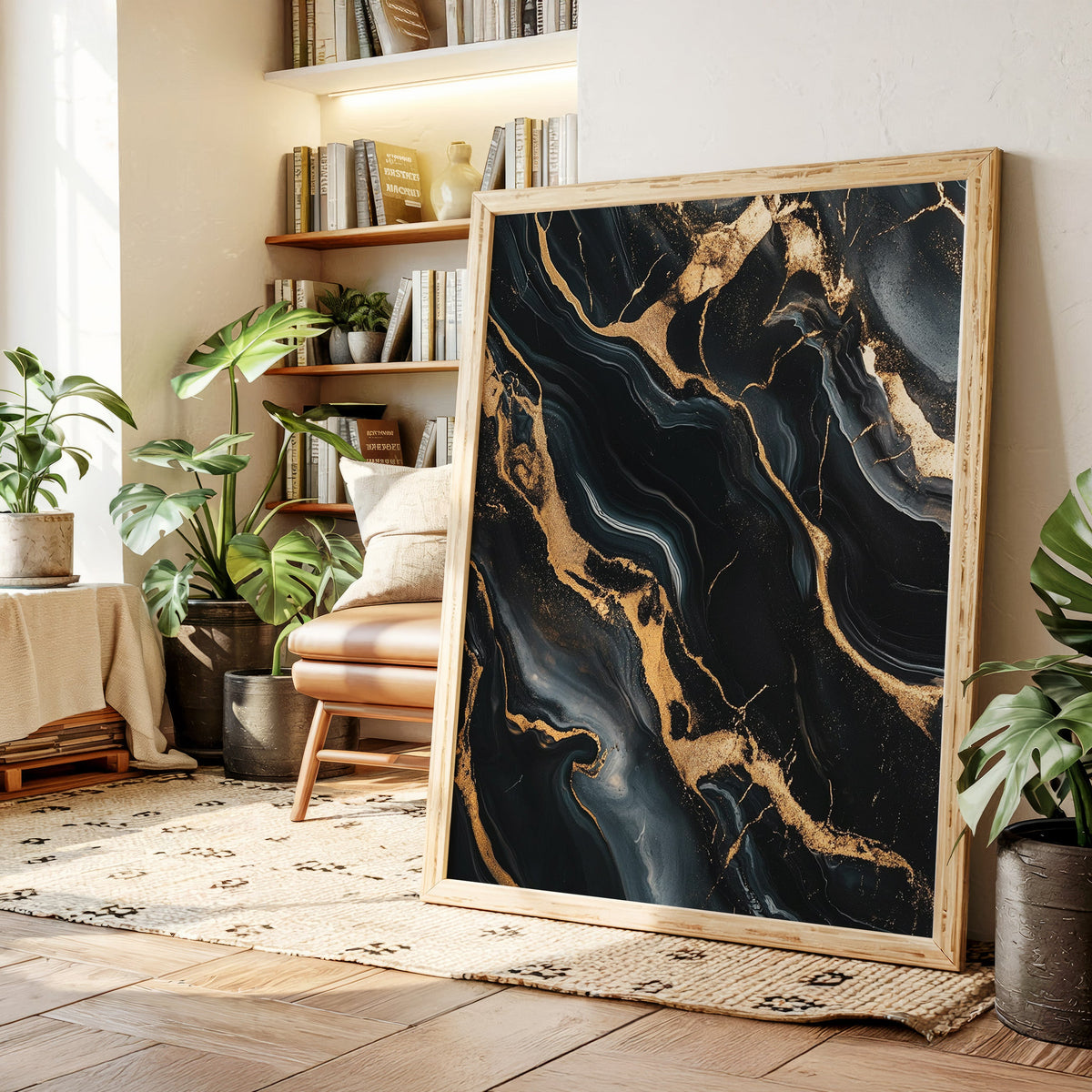 Black Marble Blaze with Liquid Gold
