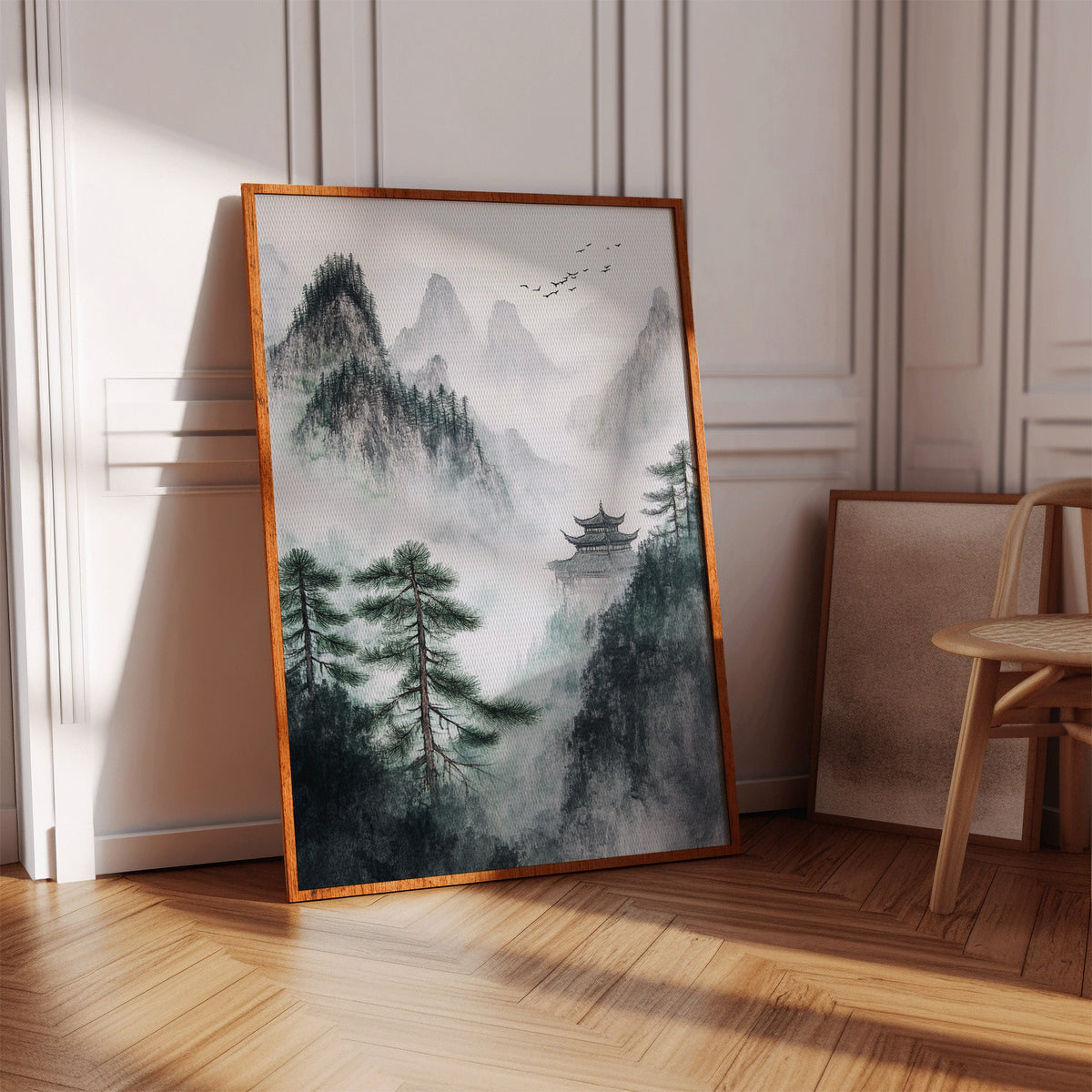 Misty Mountain Landscape – Tranquil Chinese Zen Wall Art