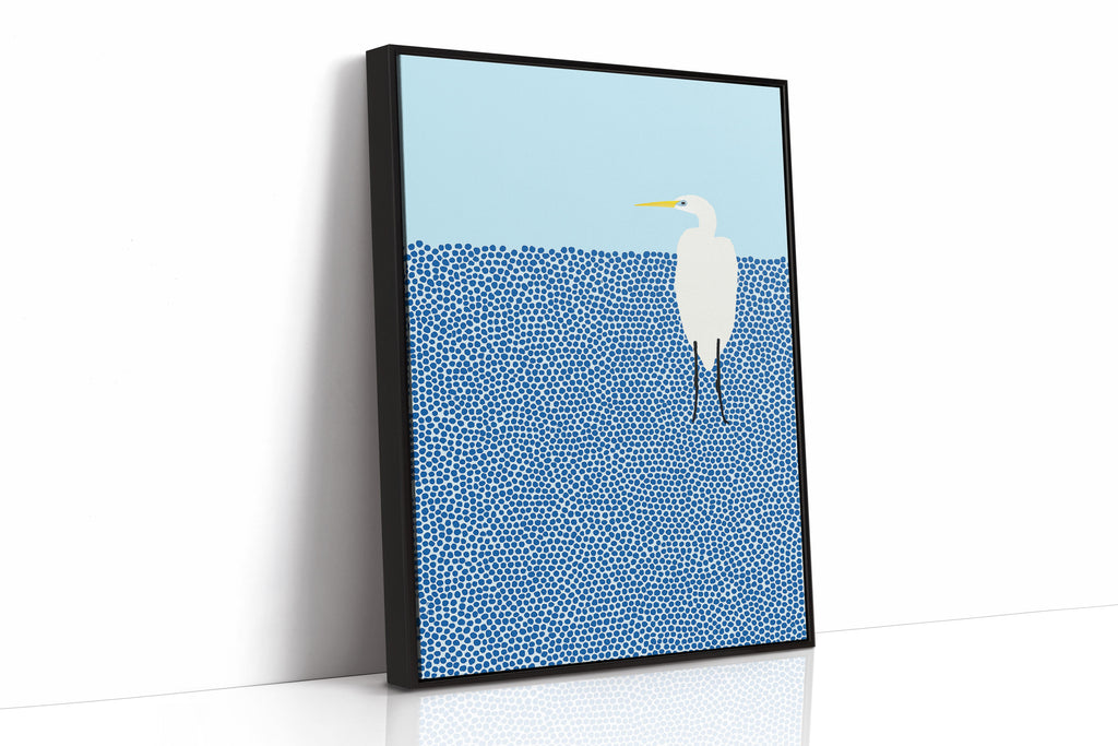 Egret in Blue Dotted Waters