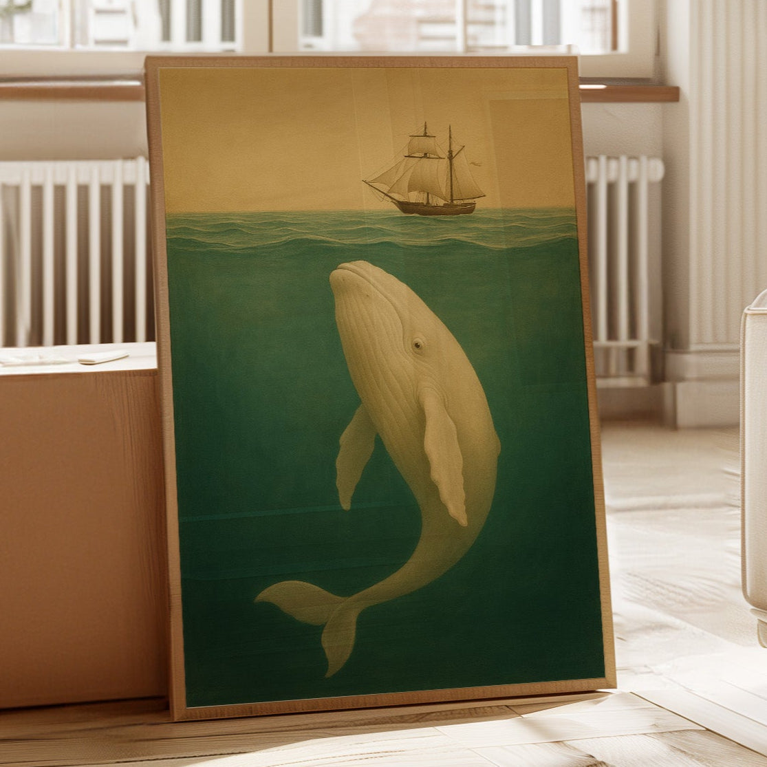 Whale Beneath the Golden Horizon