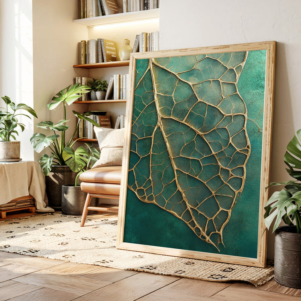 Golden Vein Leaf on Emerald