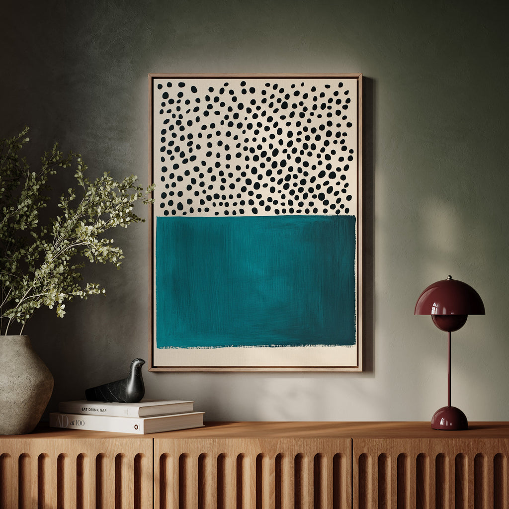 Teal Block and Ink Dots