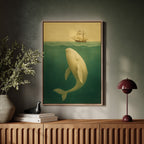 Whale Beneath the Golden Horizon