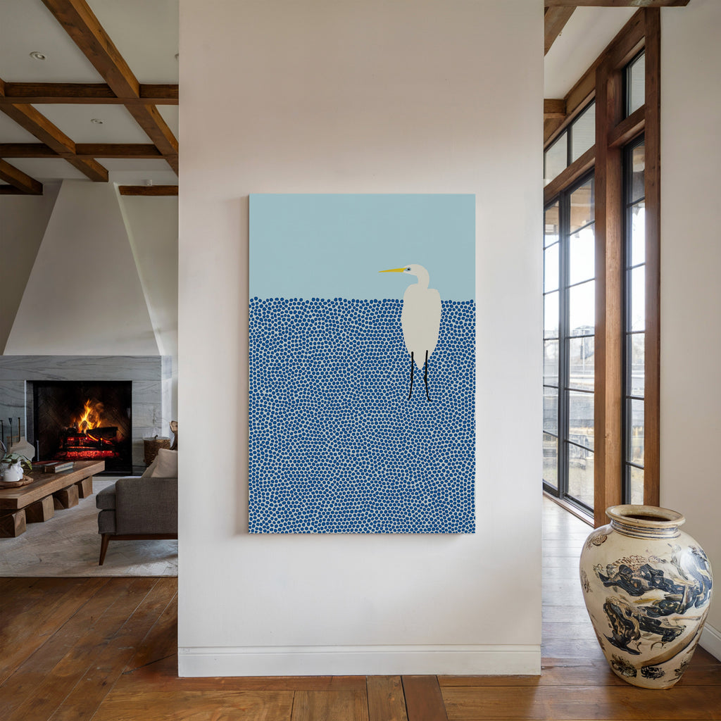 Egret in Blue Dotted Waters
