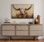 Longhorn Skull with Wildflowers