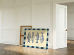 Vintage Fish Quartet on Checkerboard Blue