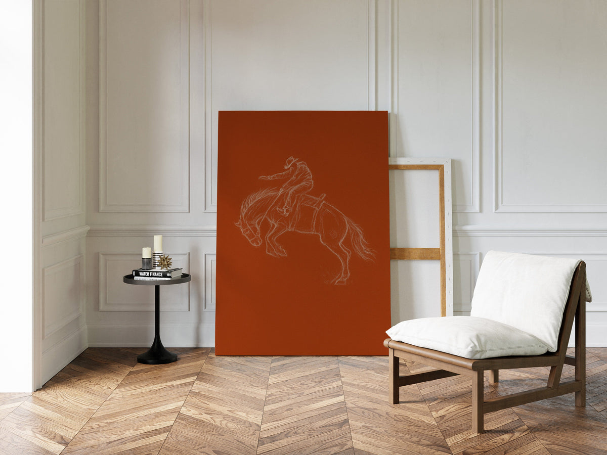Minimalist Bronco Rider Sketch