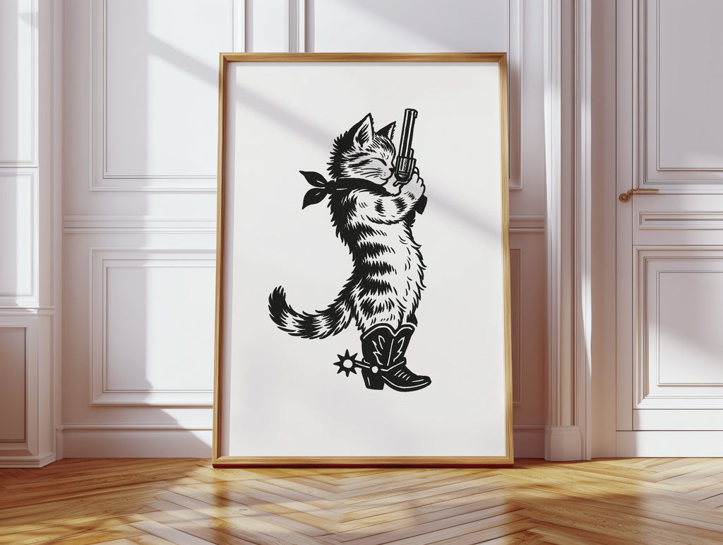 Purrpare for Trouble – Cowboy Cat Sheriff Print