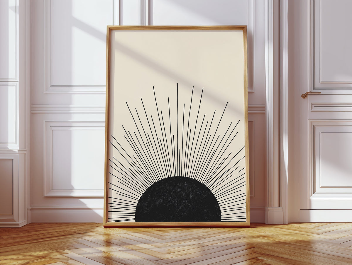 Minimal Black Sunburst Rising