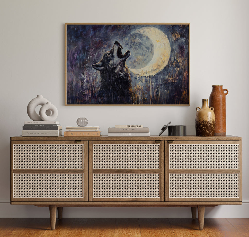 Lone Wolf Howl Under the Moon
