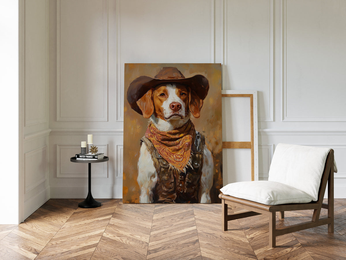Brittany Spaniel Cowboy in Sunset Bandana
