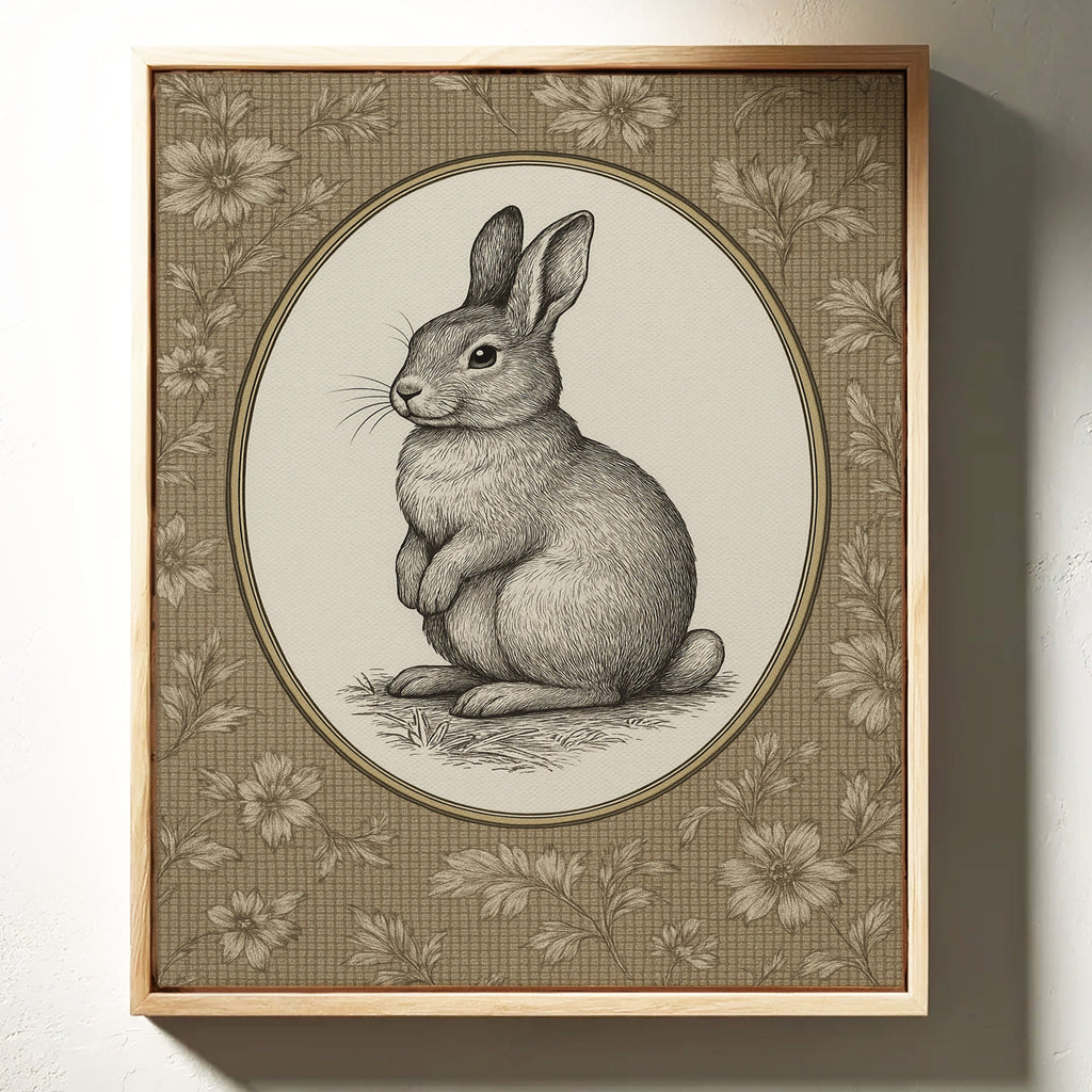 Victorian Rabbit in Floral Frame