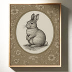 Victorian Rabbit in Floral Frame