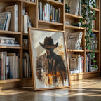 Lone Cowboy in Shadow and Flame