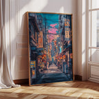 Vibrant Tokyo Street Art Print – Neon Cityscape Aesthetic