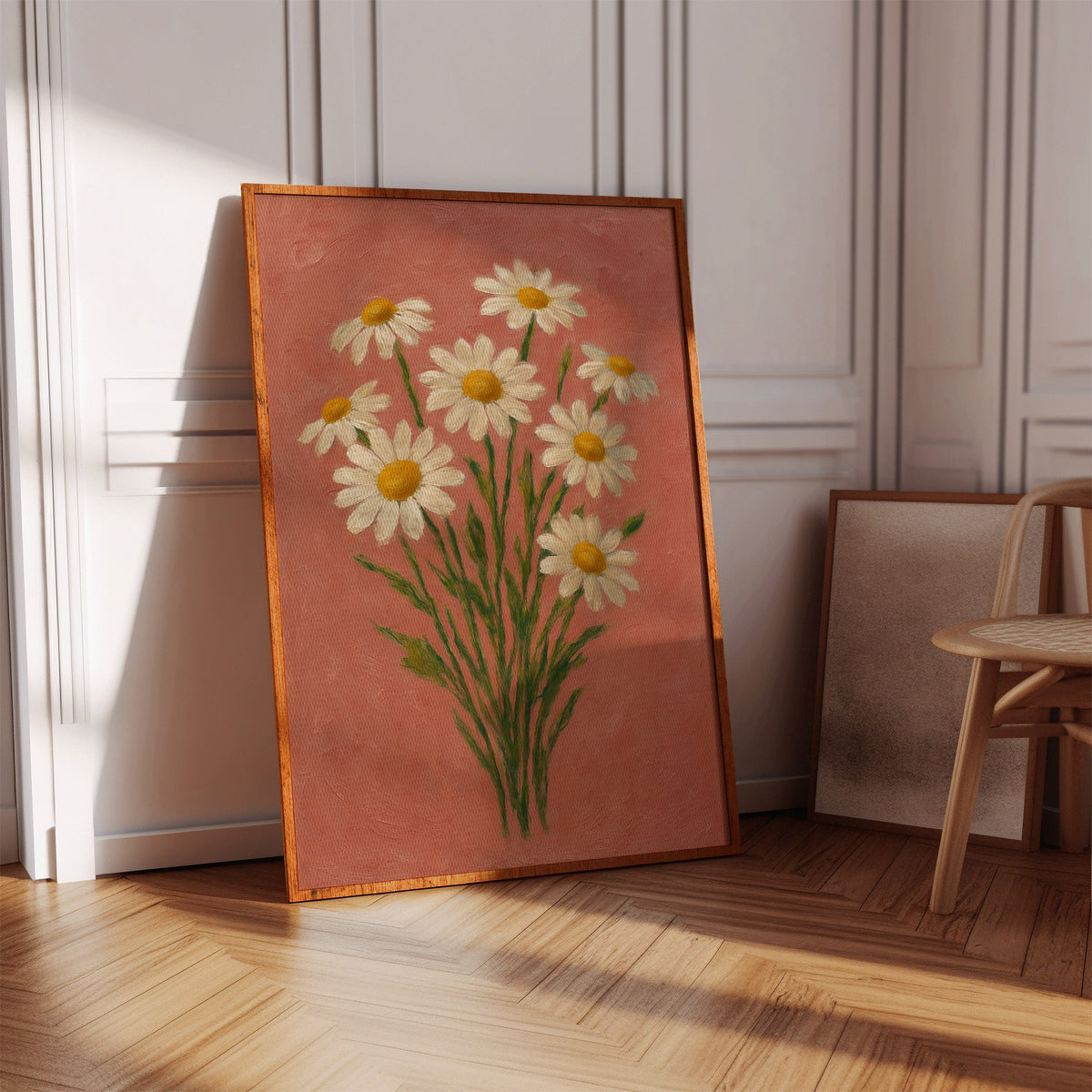 Wild Daisies on Blush Canvas