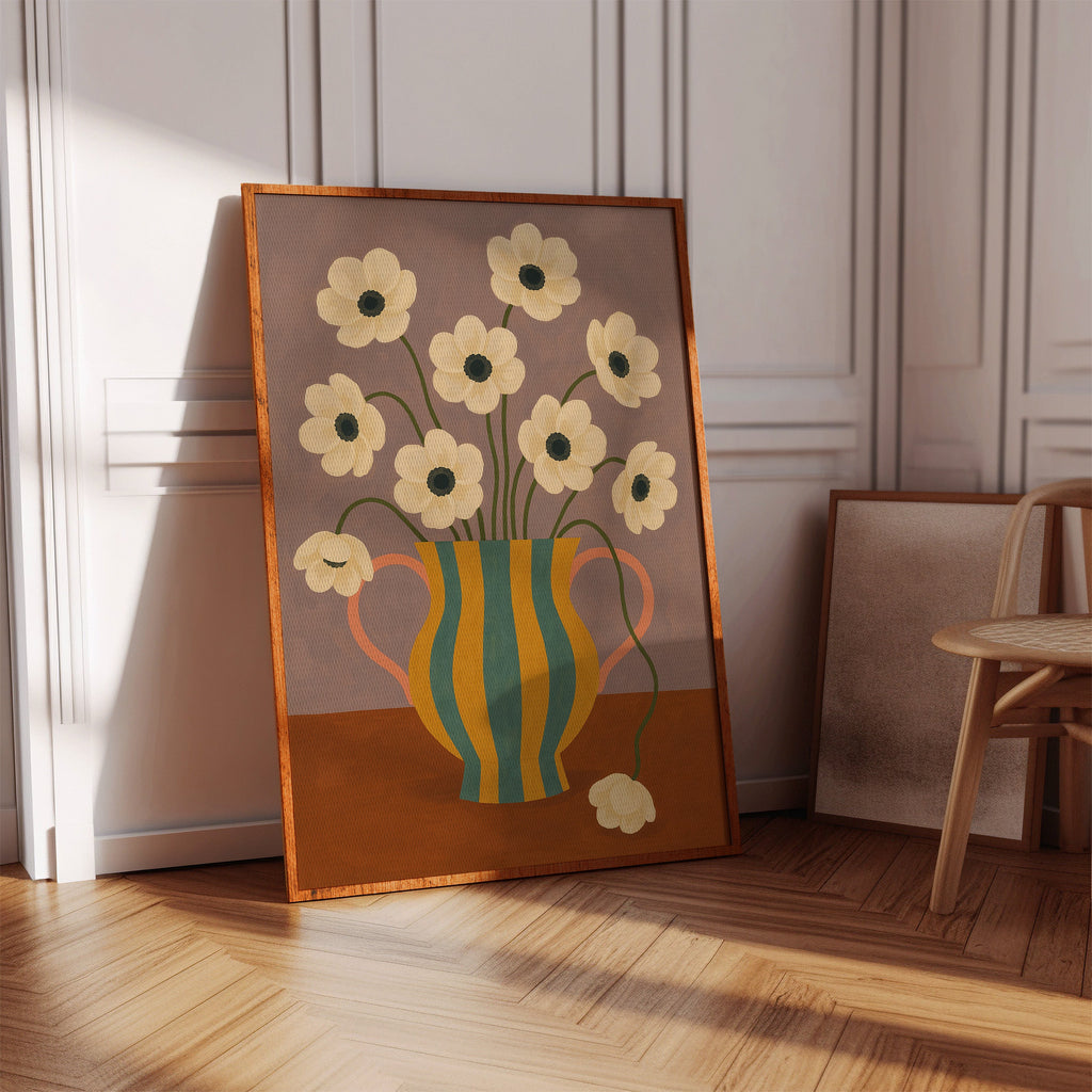 Falling Bloom in a Striped Vase