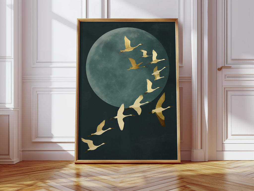 Golden Flight Beneath a Silent Moon