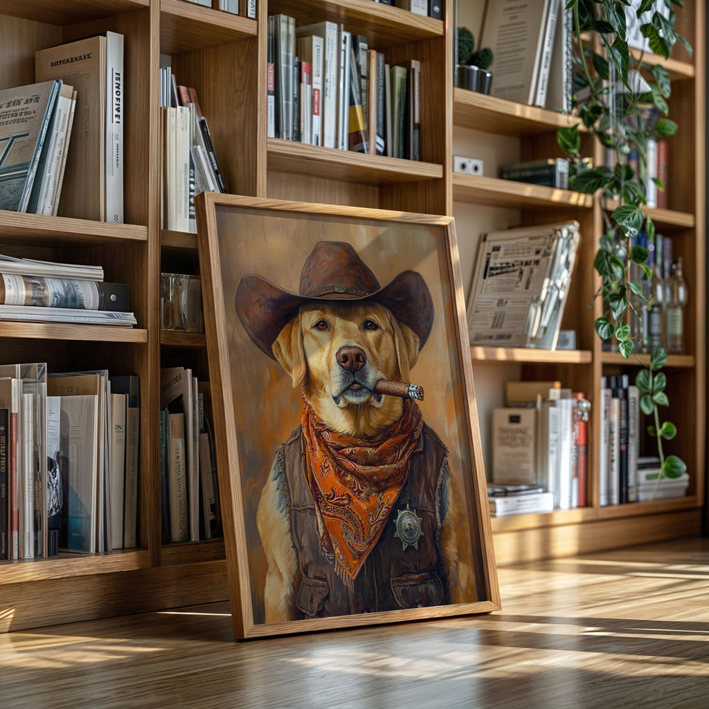 Golden Retriever Sheriff with Western Swagger