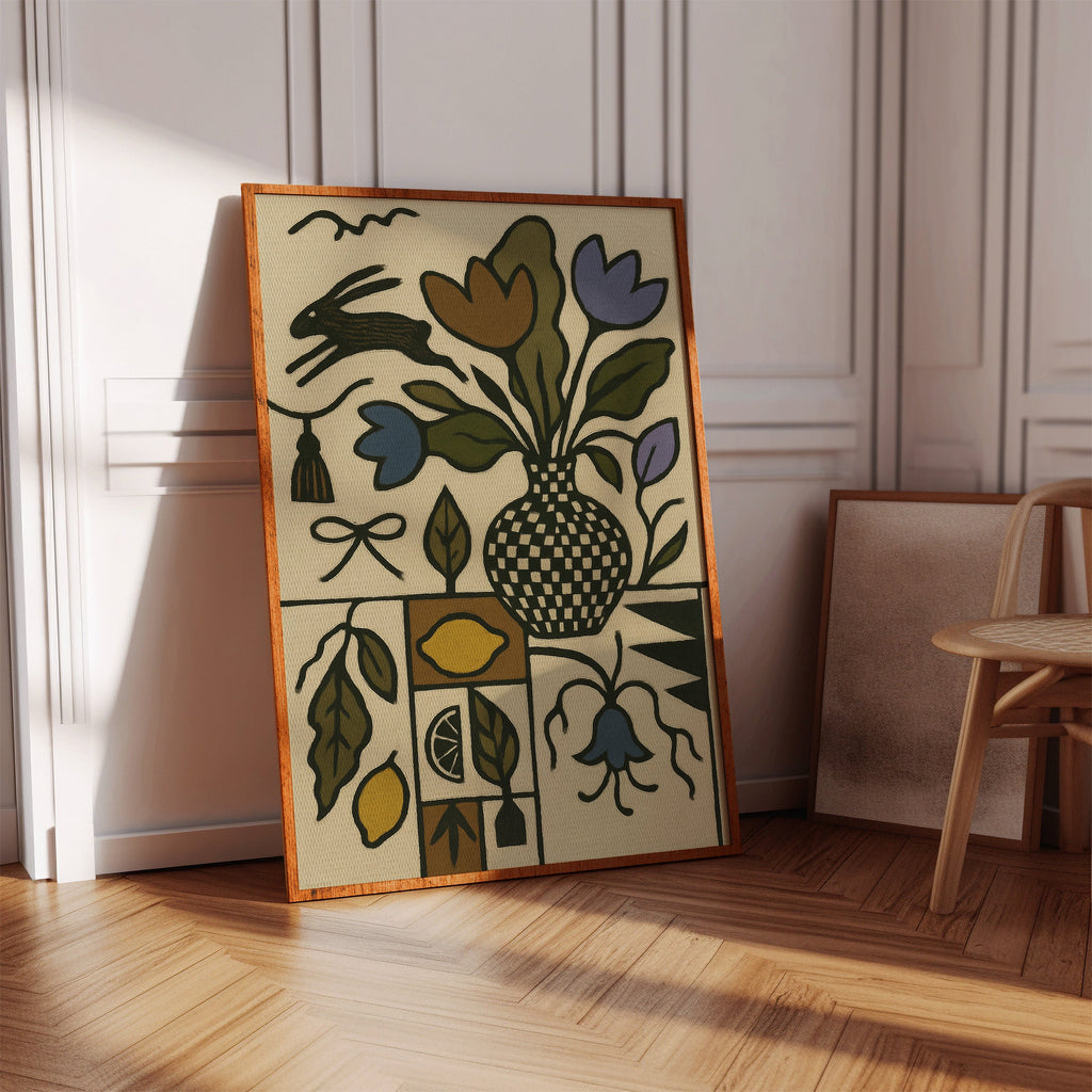 Lemon Rabbit Folk Vase