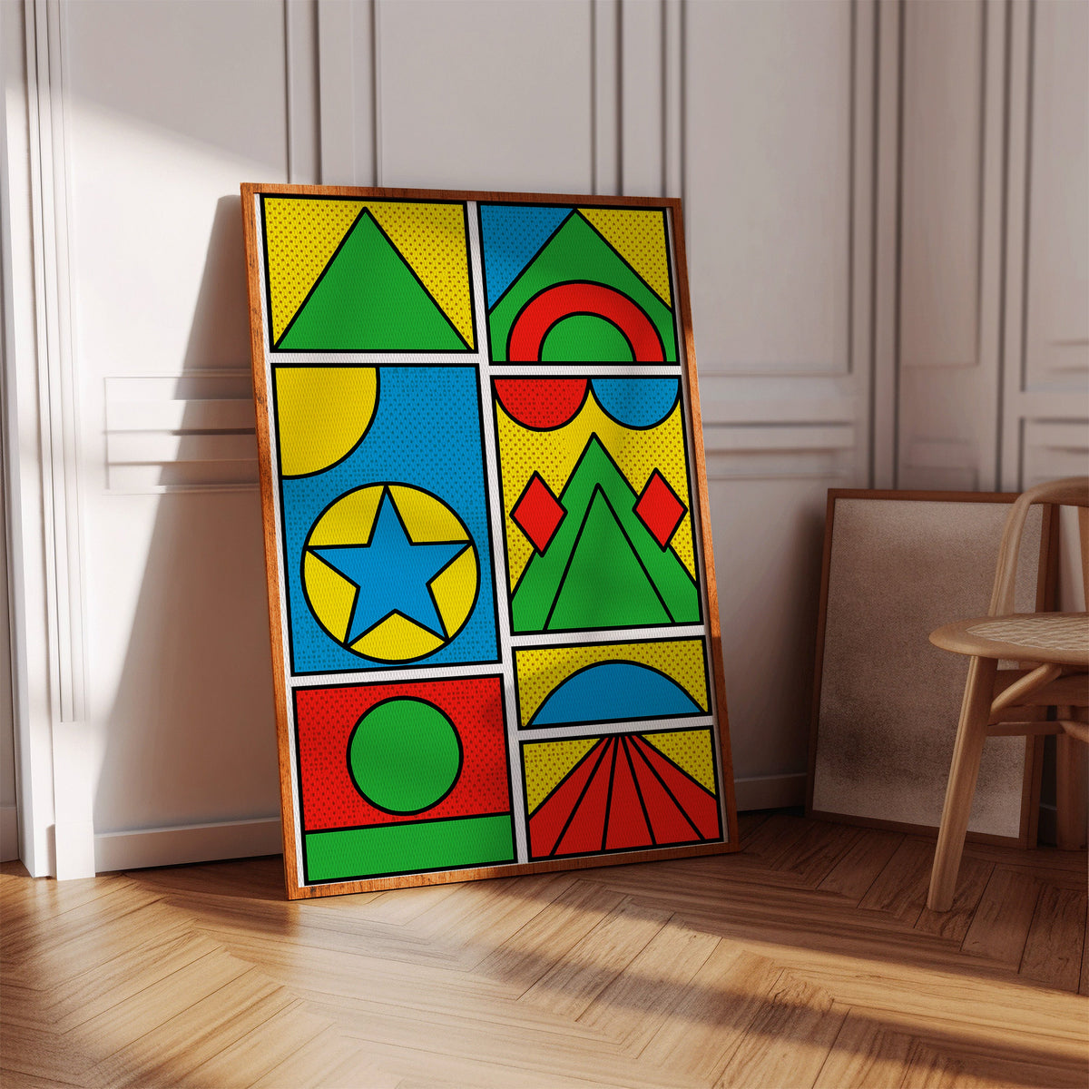 Pop Geometry in Primary Color Panels
