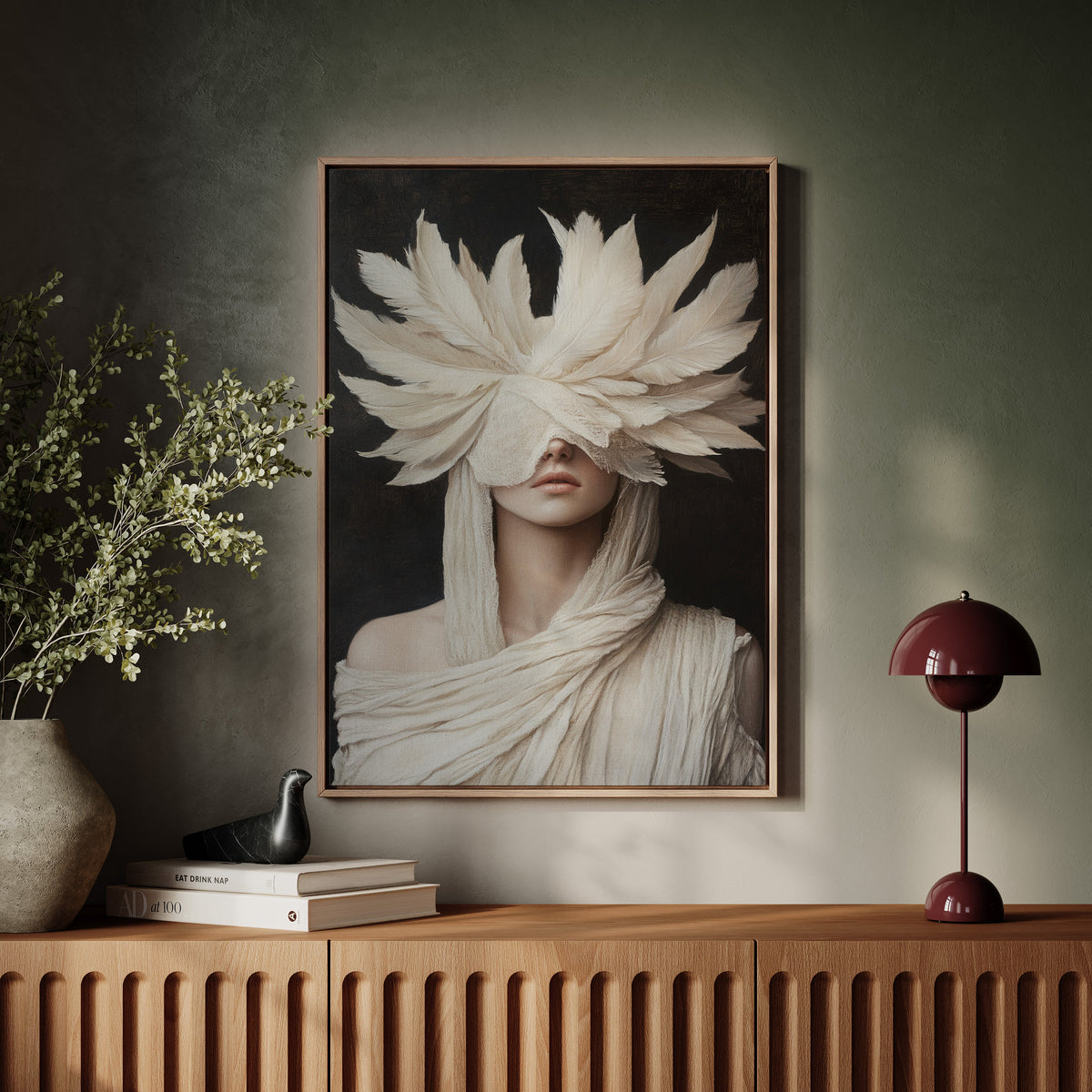 Silent Priestess in Ivory Plumes