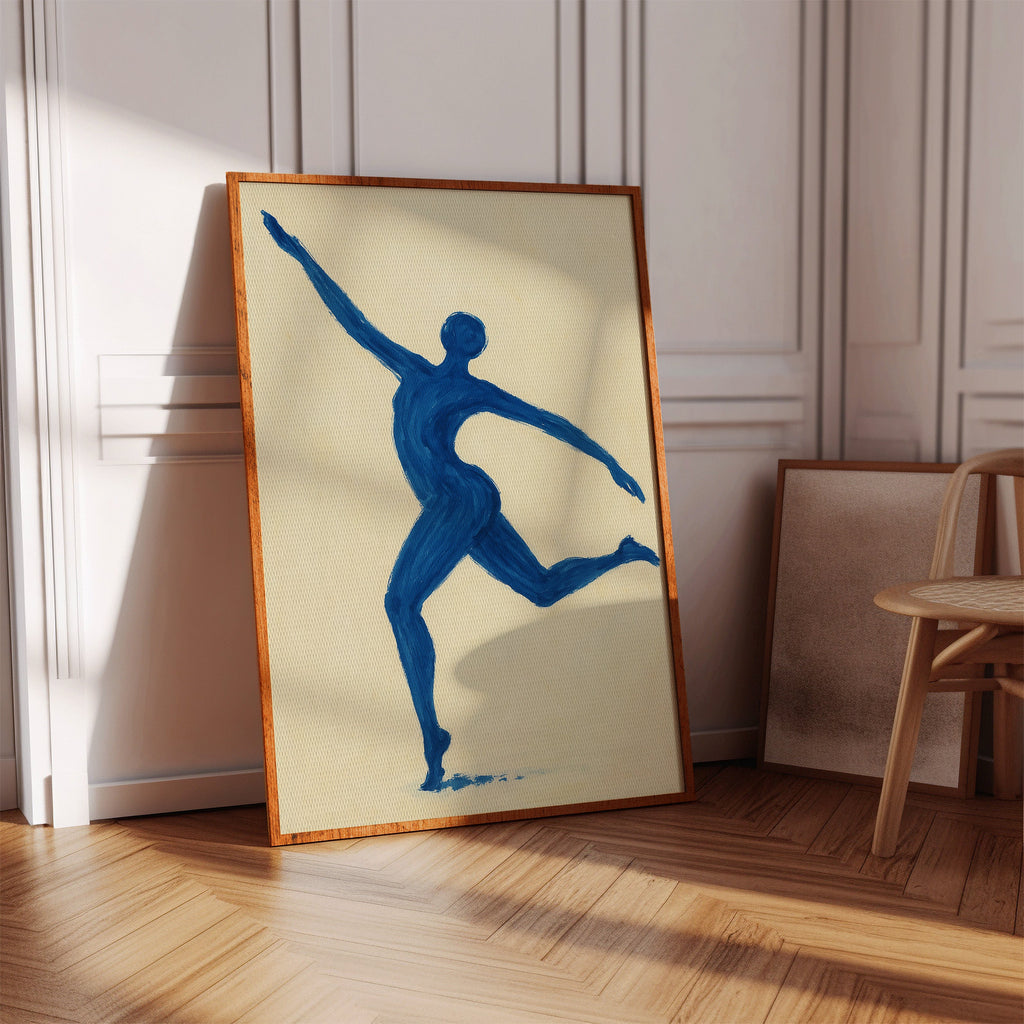 Leaping Figure in Indigo Grace