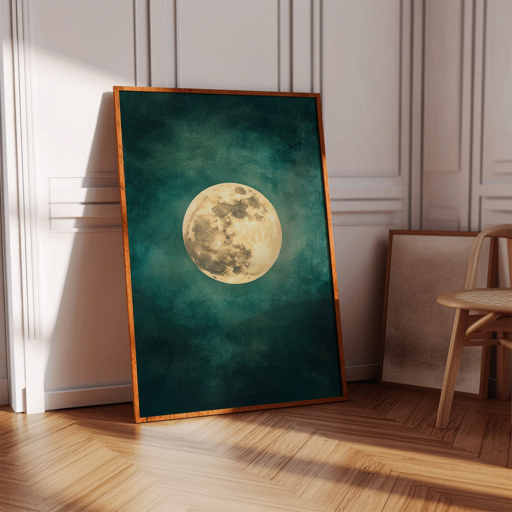 Full Moon Rising in Emerald Sky