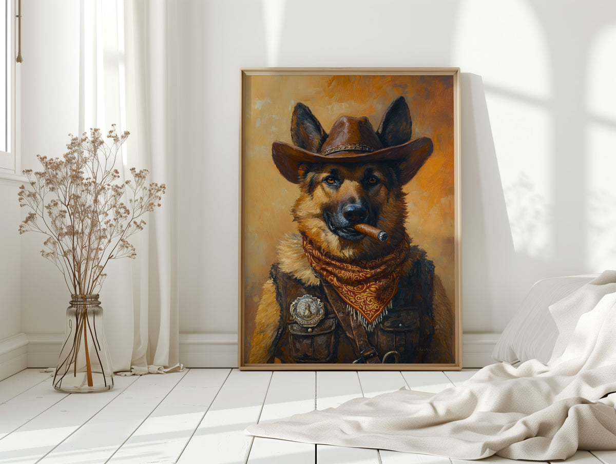 German Shepherd Sheriff in the Saddle