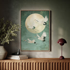 Moonrise Flight of the Cranes