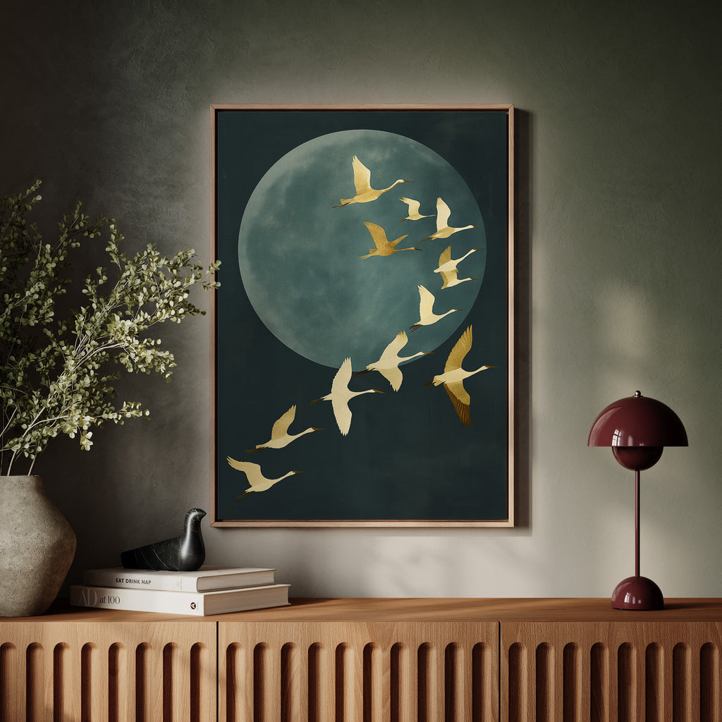 Golden Flight Beneath a Silent Moon