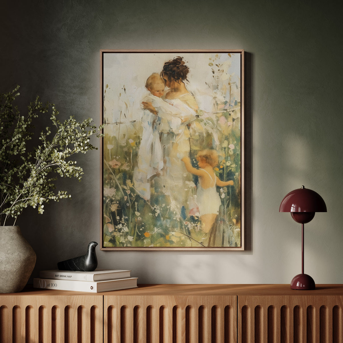 Mother and Children in the Summer Meadow