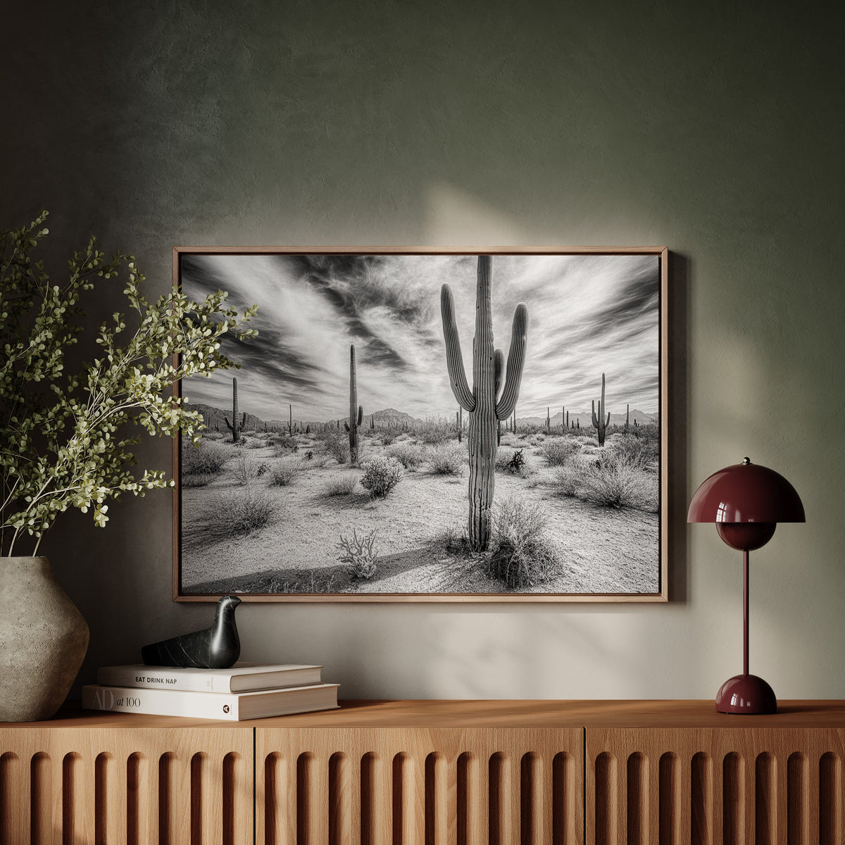 Saguaro Silence in Black and White