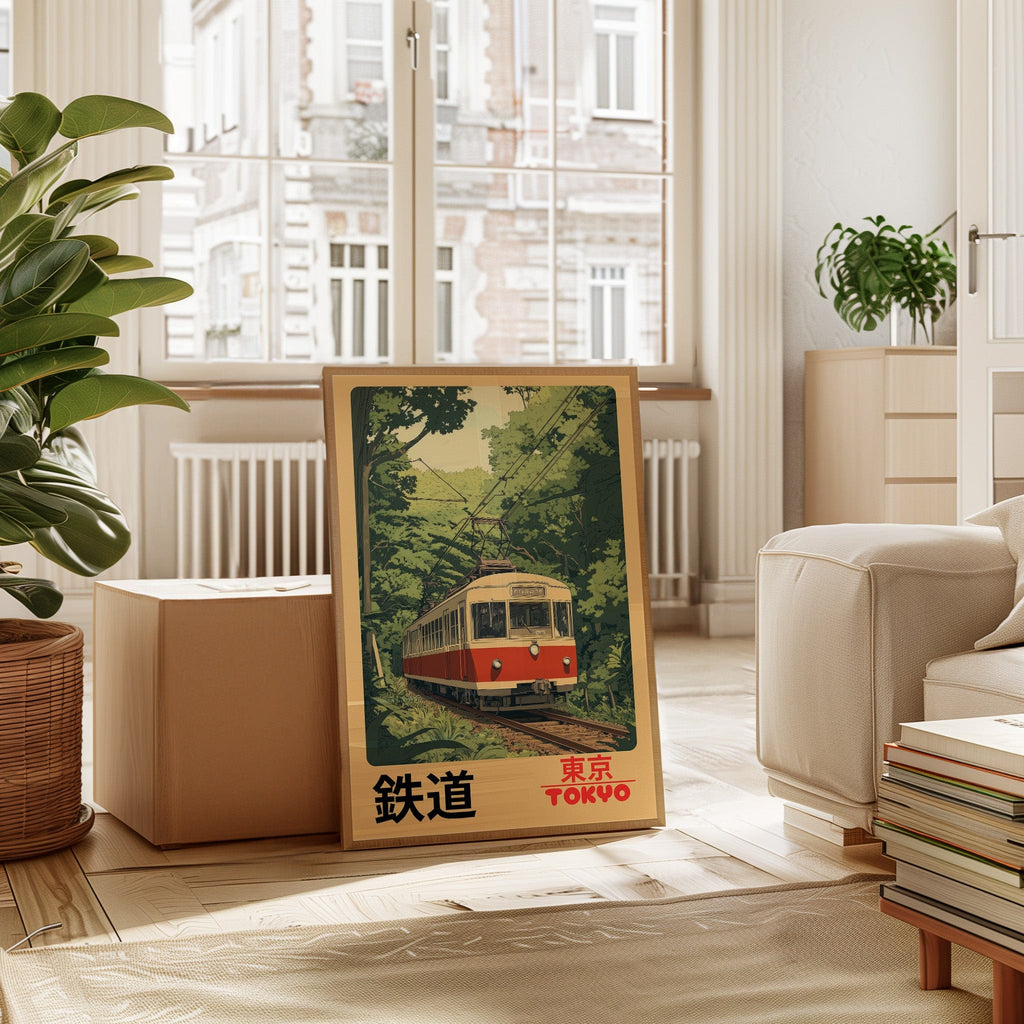 Retro Tokyo Railway Poster – Japanese Train Wall Art, Vintage Travel Print