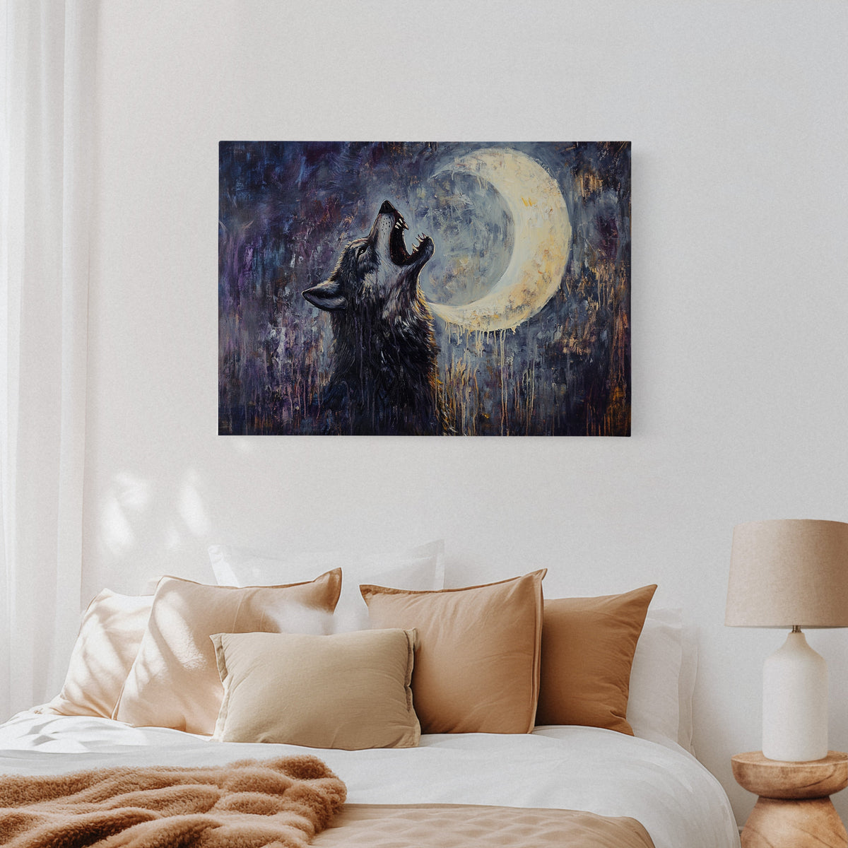 Lone Wolf Howl Under the Moon