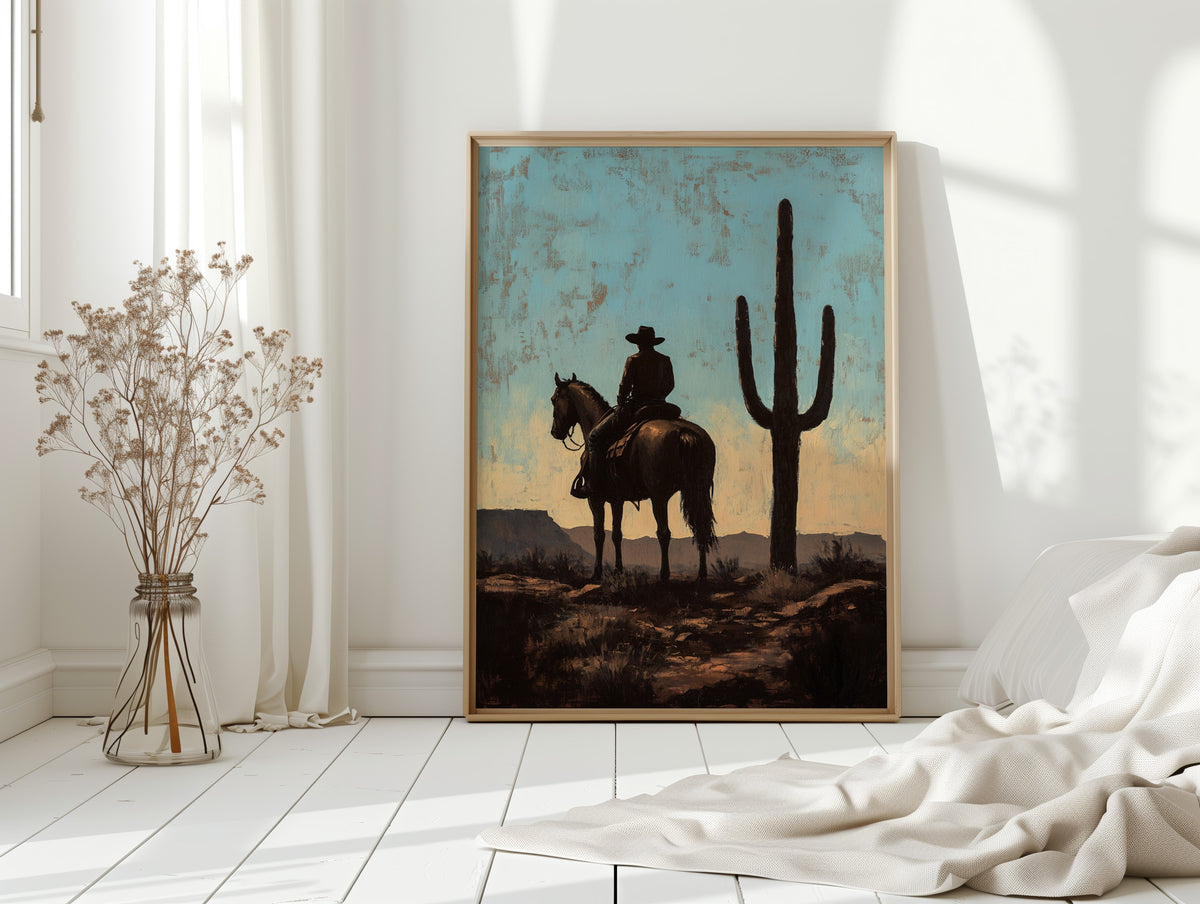 Rider and Saguaro at Dusk