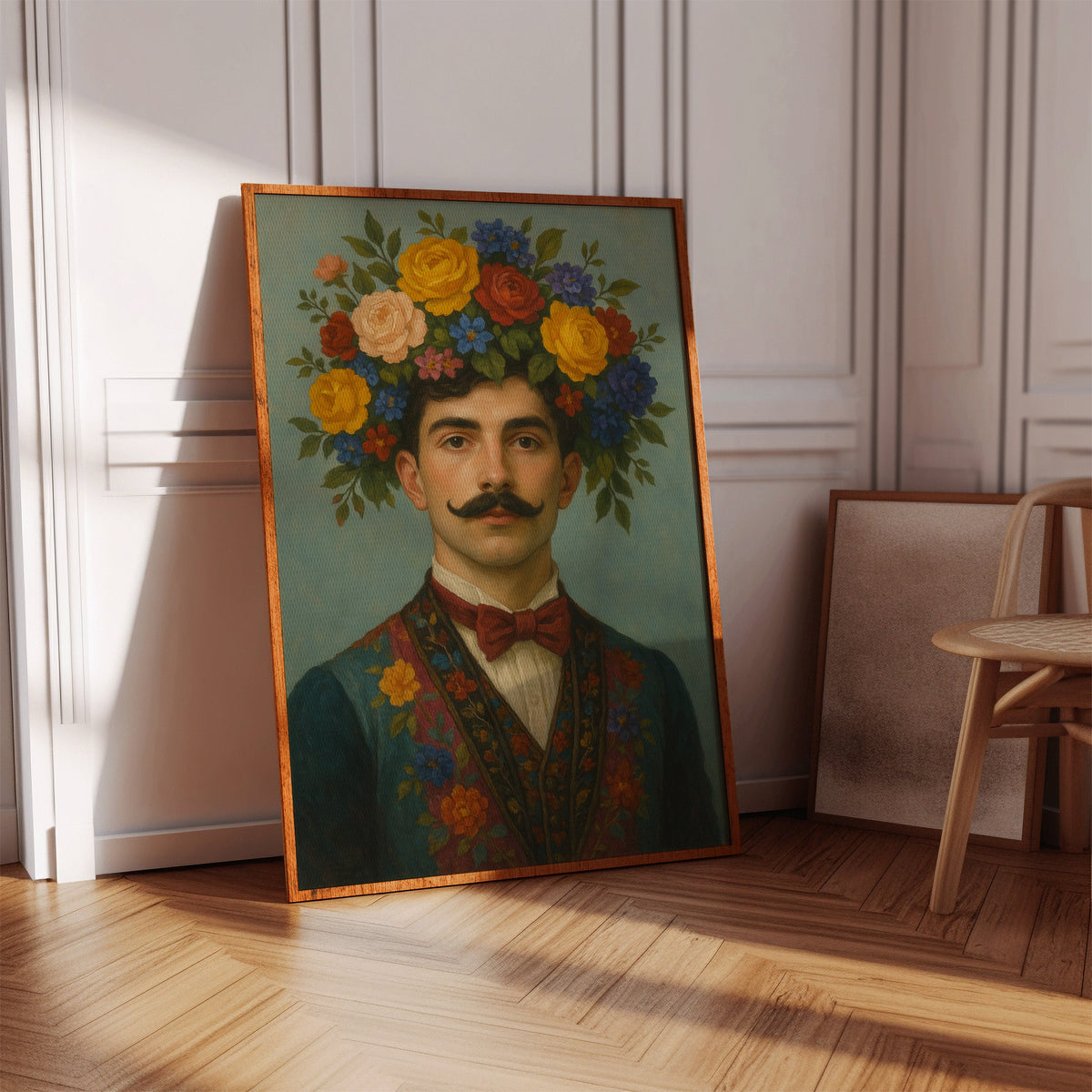 Floral Nobleman in Crimson Bowtie