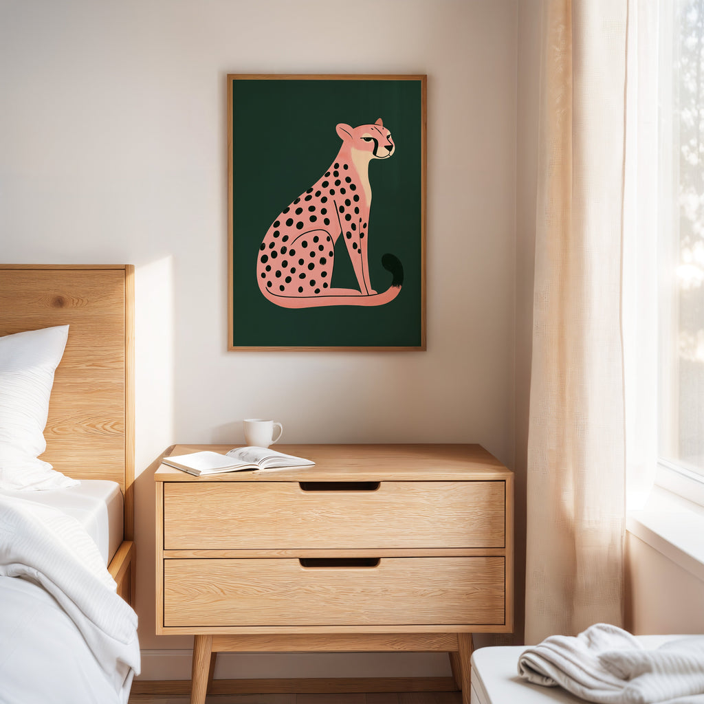 Sassy Coral Cheetah Illustration