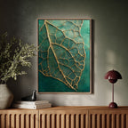 Golden Vein Leaf on Emerald